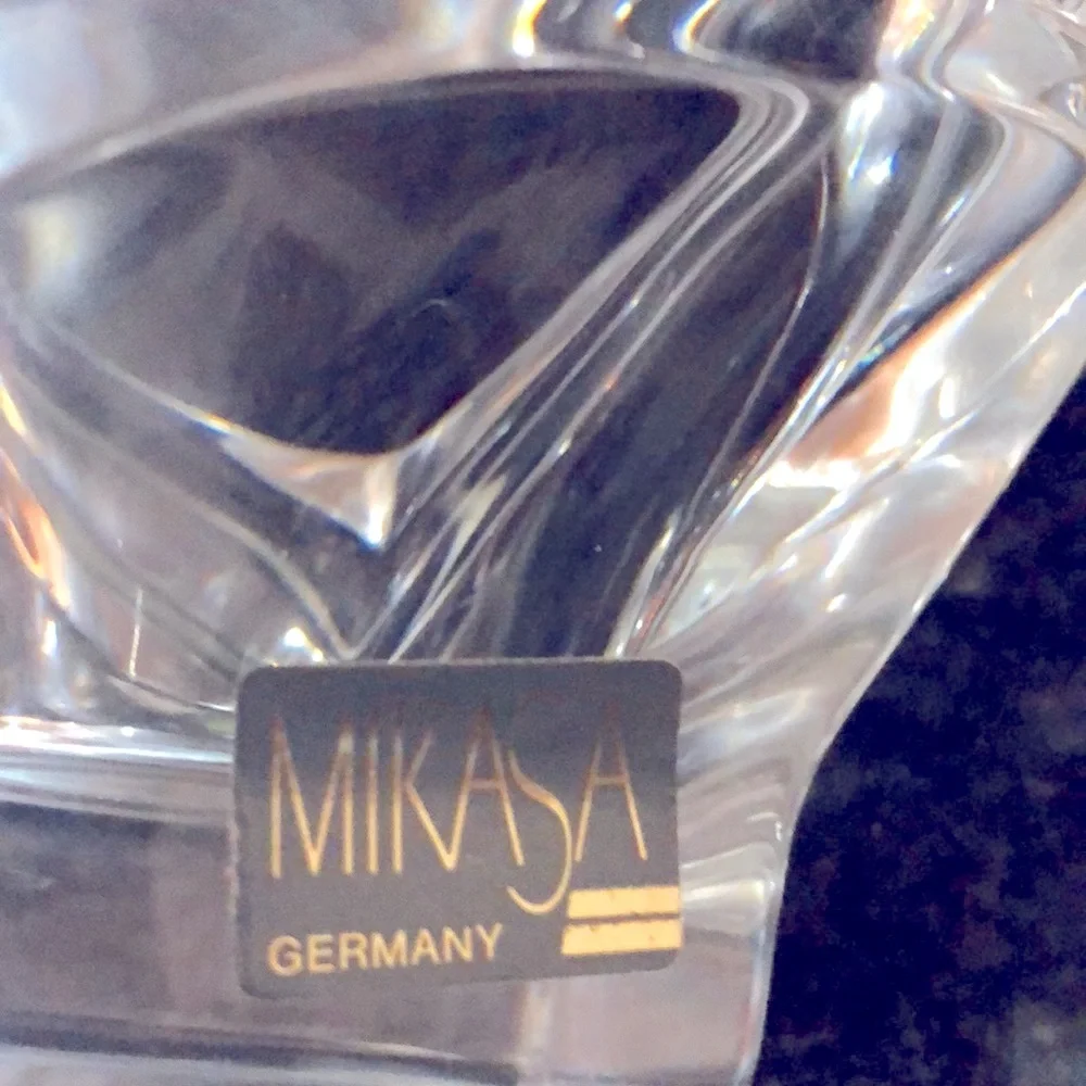 Set of 2 Mikasa Crystal Art Deco Candle Holders circa.  1980s